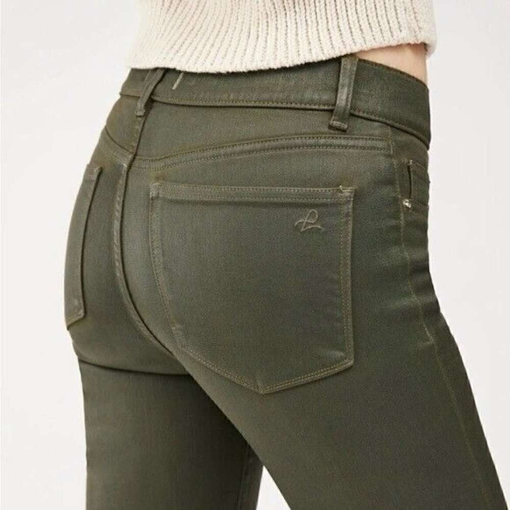 DL1961 Winter Green Mara Straight Mid Rise Instasculpt Ankle UltimateJeans 25 - Picture 1 of 16